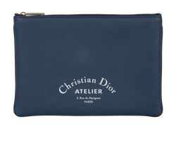 Christian Dior Zipped Pouch, Leather, Navy, 22BO0198, 3*